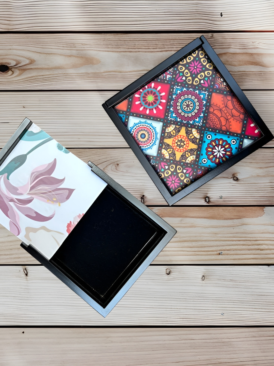 Angira handicrafts Black & Red Printed Wooden Multi-Utility Organiser