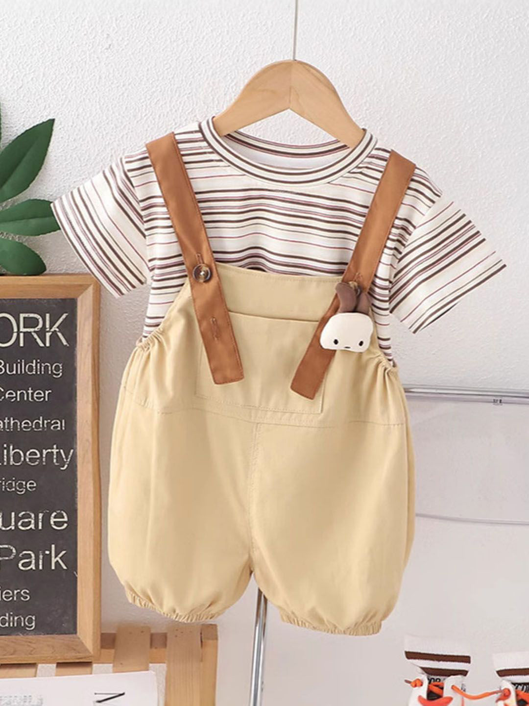 INCLUD Boys Dungaree With Striped T-Shirt