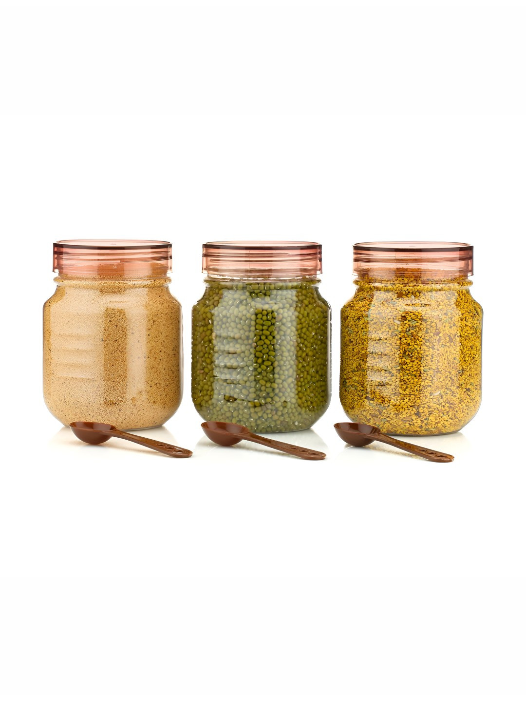 Myntra Elegant Homes Vintage Transparent Plastic Air Tight 3 Piece Screw Top Canister-750ml