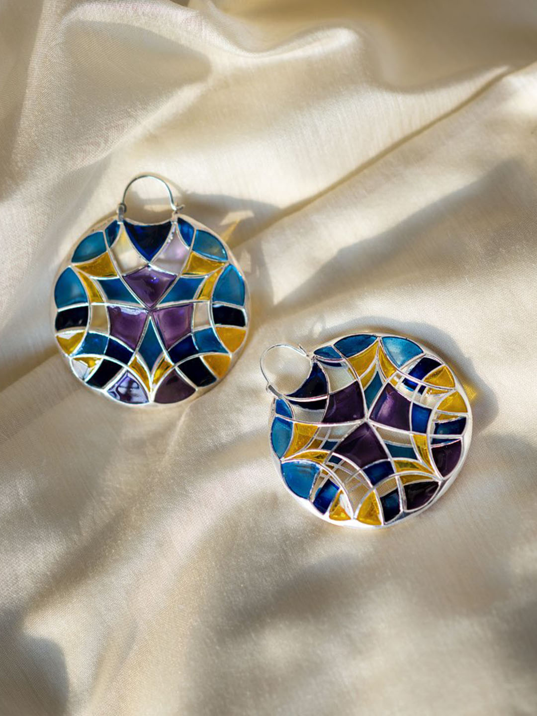 manner 925 Sterling Silver Sliver-Plated Hoop Earrings