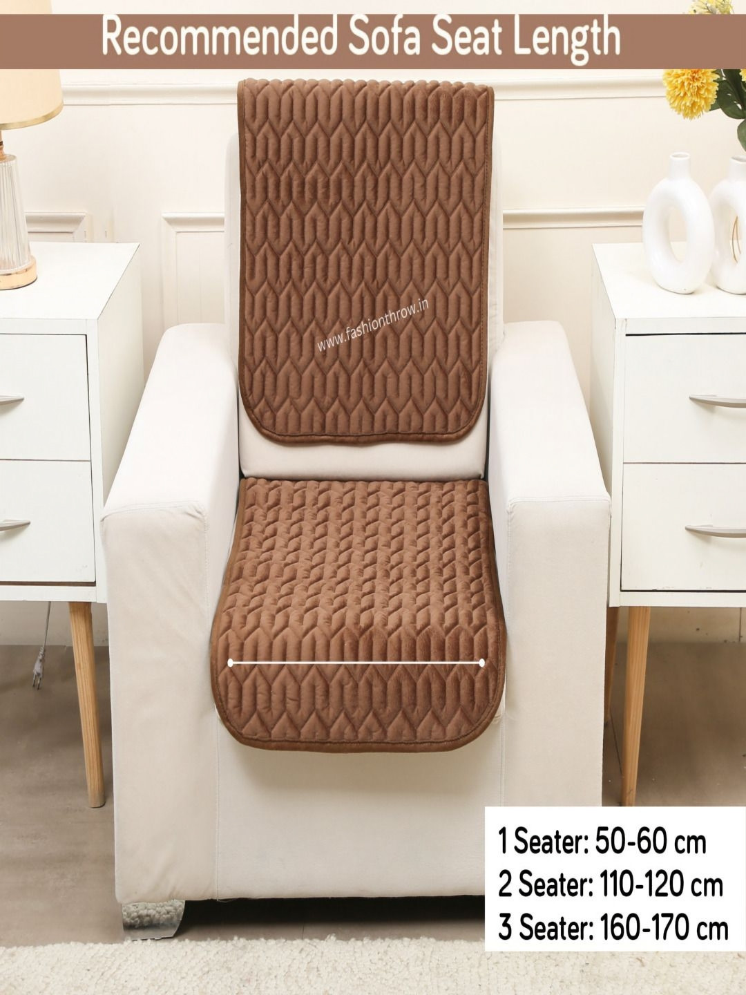 Fashion Throw Brown Striped Velvet 2 Piece Sofa Cover