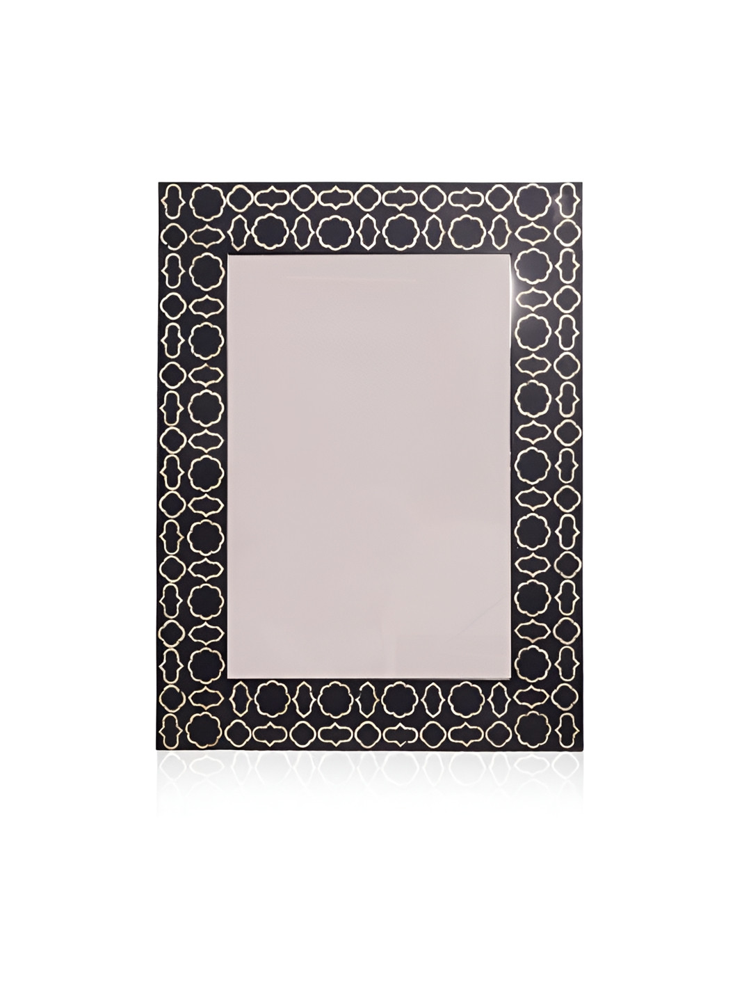 House Of Accents Black & Beige Textured Wooden Mahal Mirror