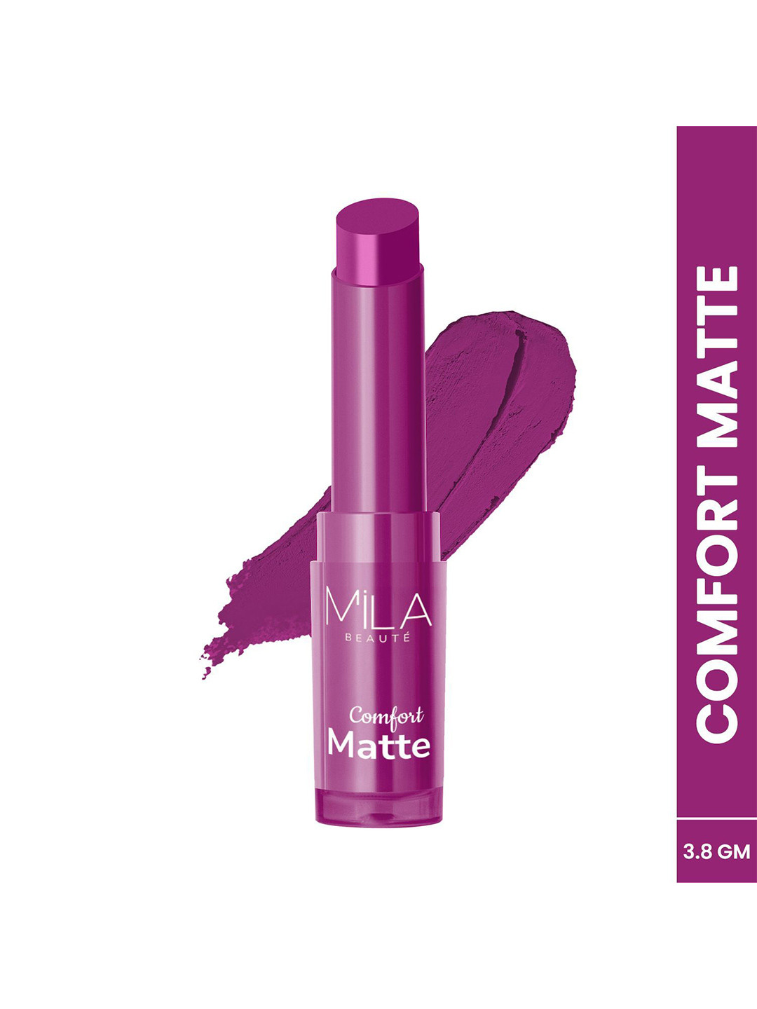 MILA BEAUTE Comfort Matte Highly Pigmented & Long Lasting Lipstick -3.8 g - Bright Plum 17