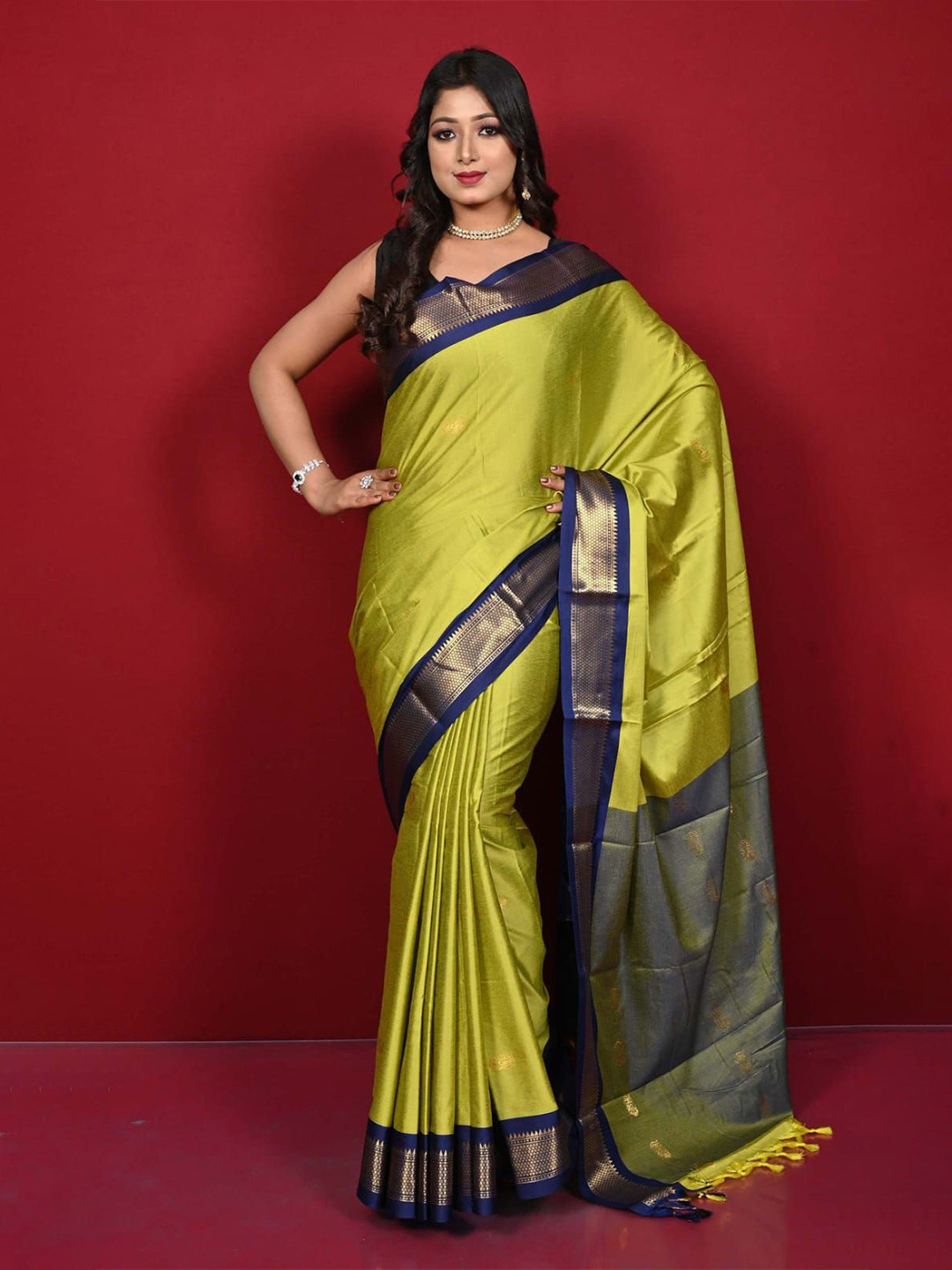 A S CREATION Zari Silk Cotton Paithani Saree