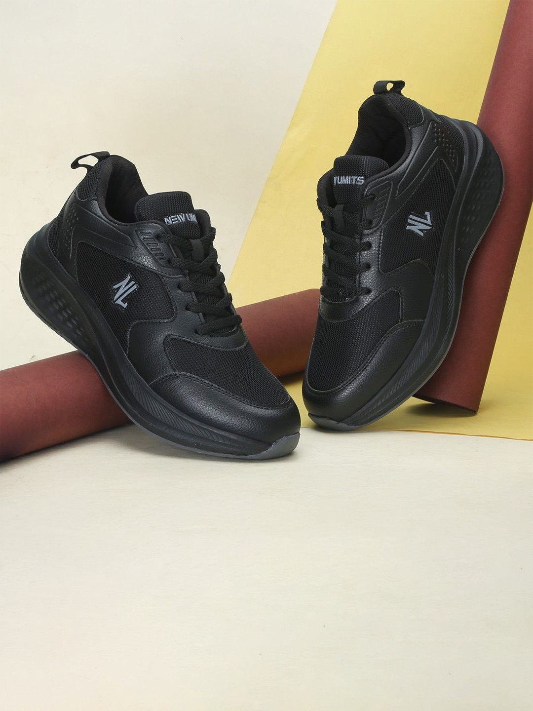 NEW LIMITS Men Solid Mesh Comfort & Performance Lightweight Lace-Ups Running Shoes