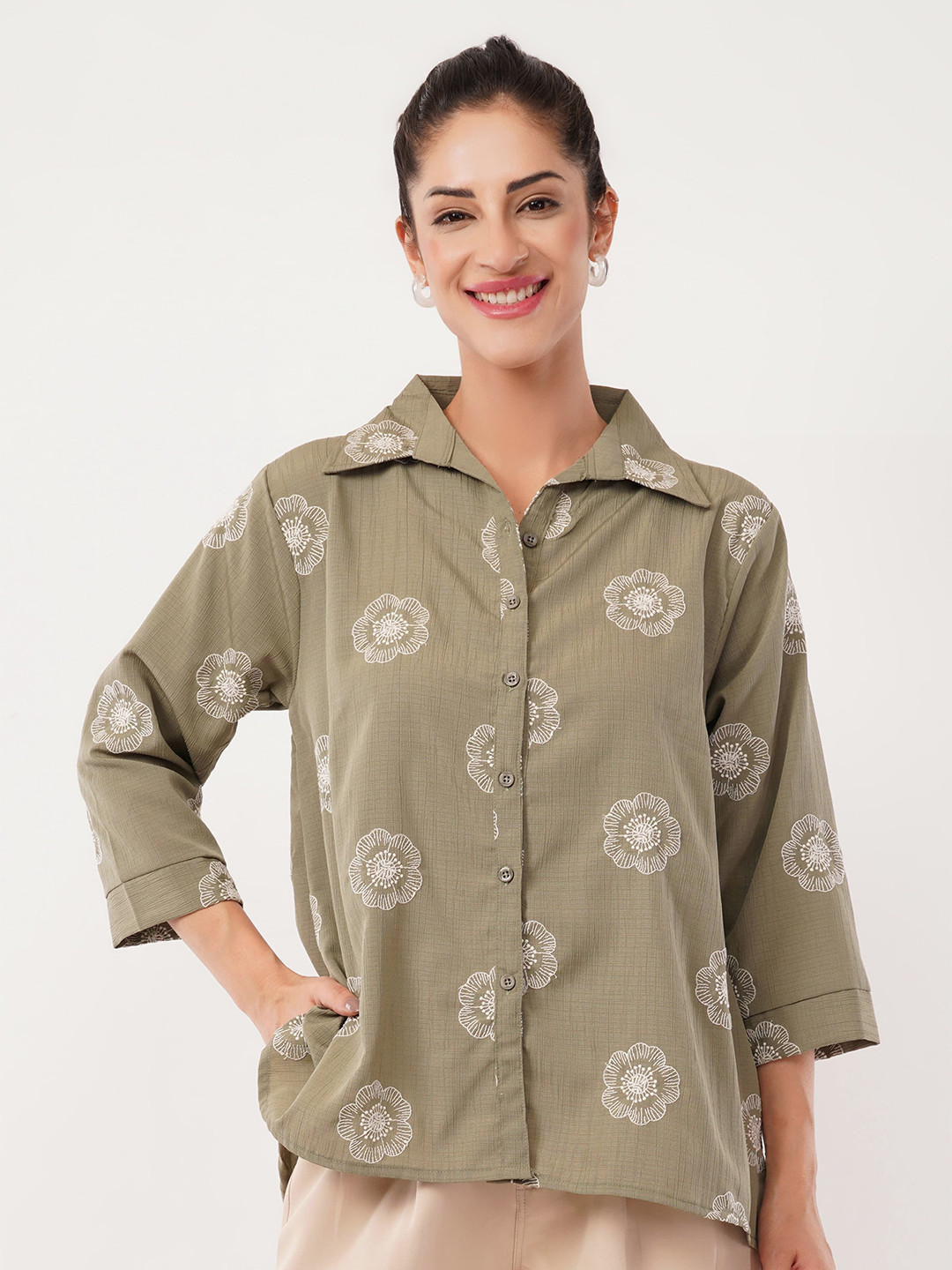 HIGH BUY Comfort Floral Embroidered Cotton Linen Casual Shirt