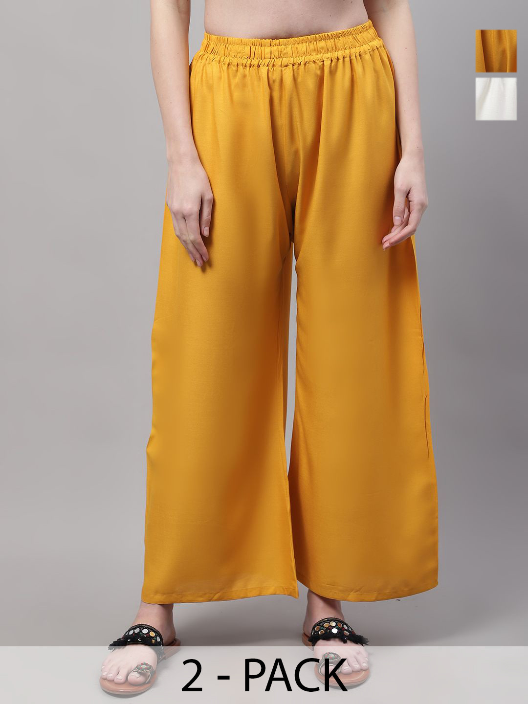 Valles365 by S.C. Women Pack Of 2 Flared Ethnic Palazzos