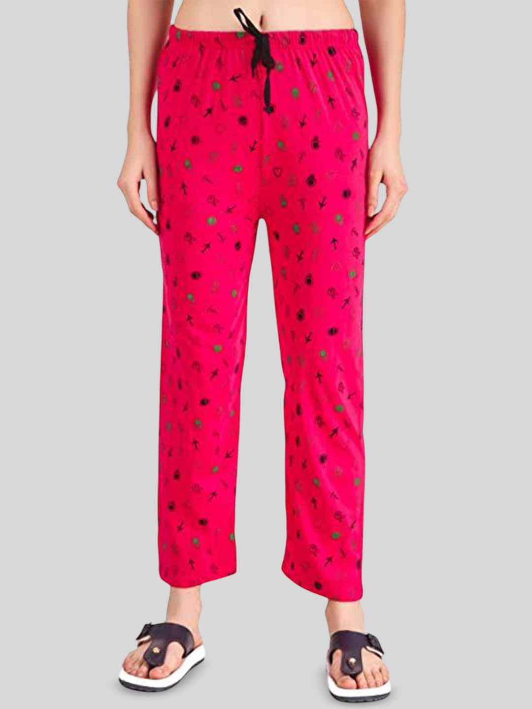 FIT N FAME Printed Mid-Rise Lounge Pants