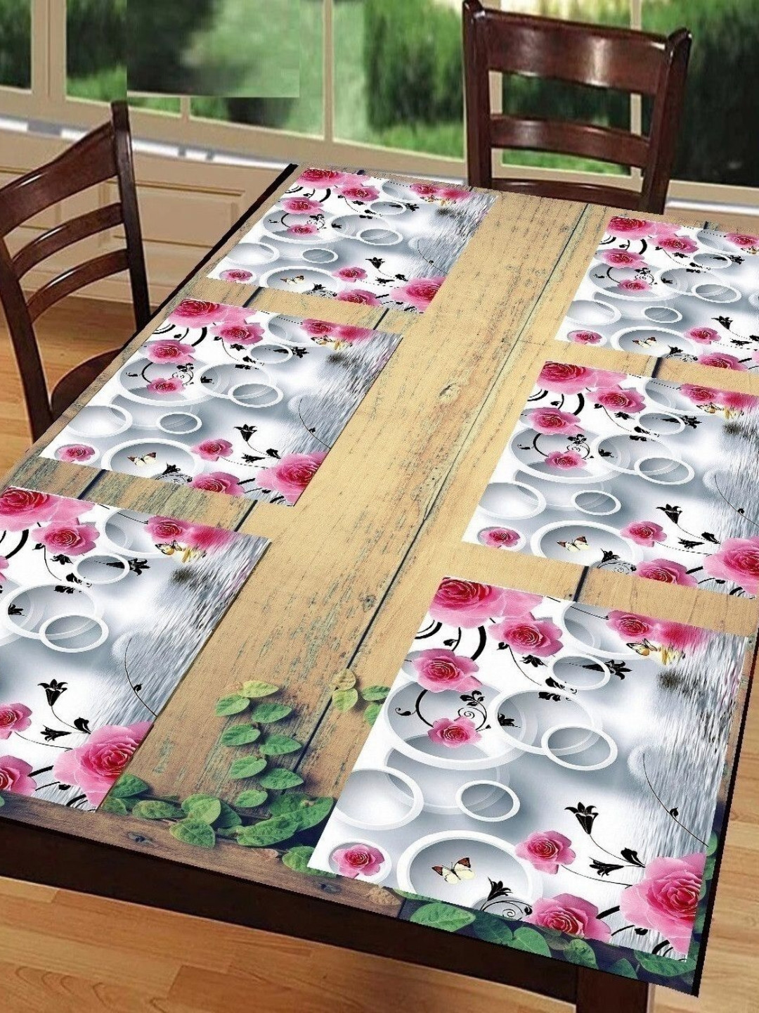 Aure 6-Pcs Pink & White Printed Table Placemats