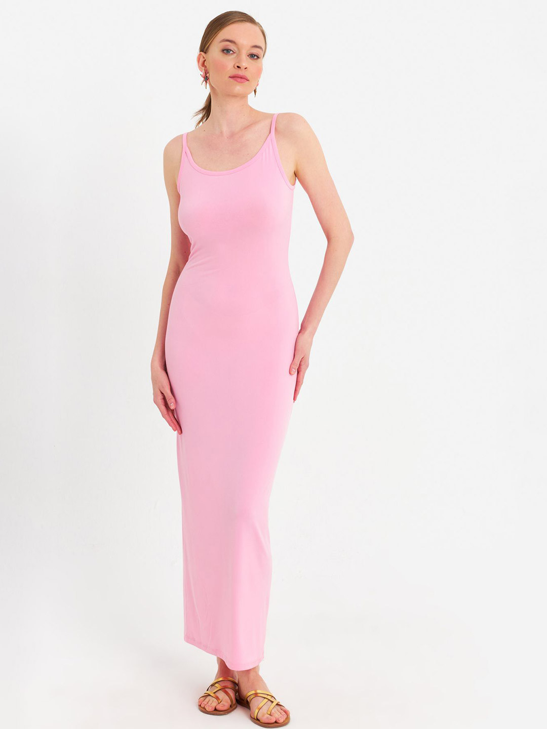 Cool & Sexy Women Solid Pink Bodycon Maxi Dress