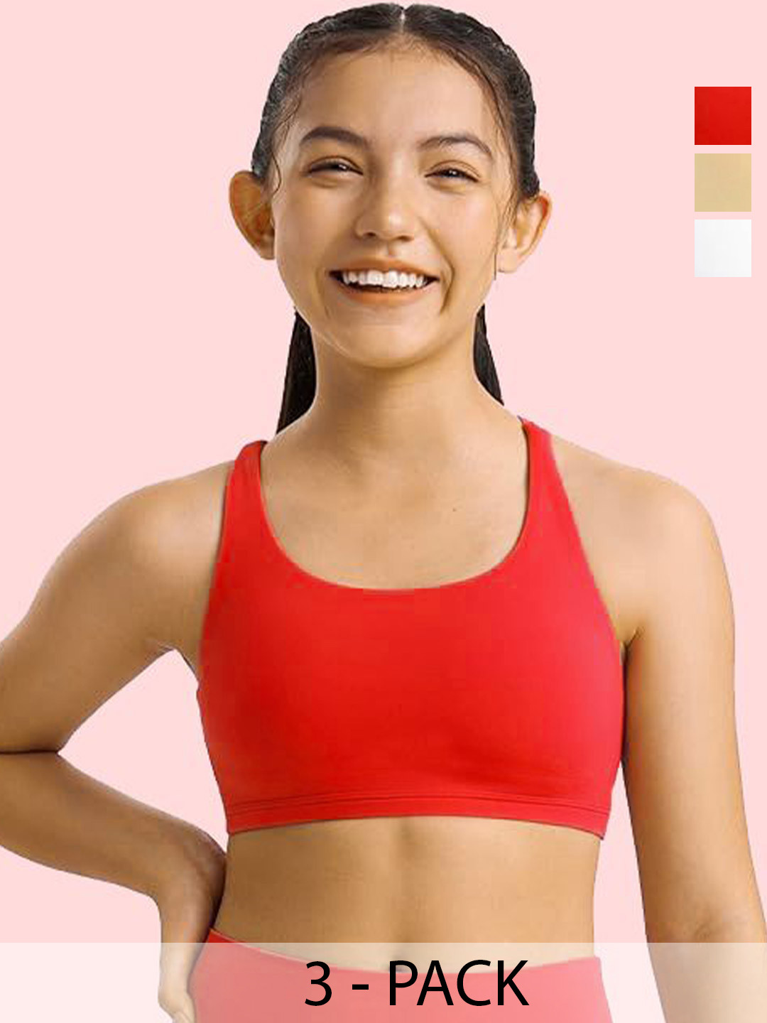 BRAAFEE Women Pack of 3 Solid Training or Gym Bra Full Coverage