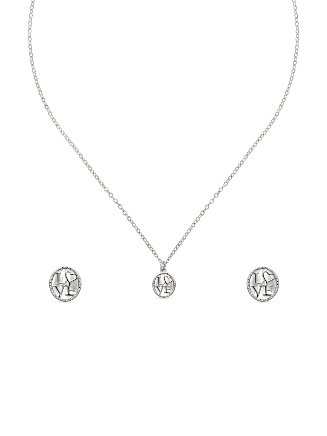 BHIMA 925 Sterling Silver Heartfelt Letterssilver Stone Fancy Necklace