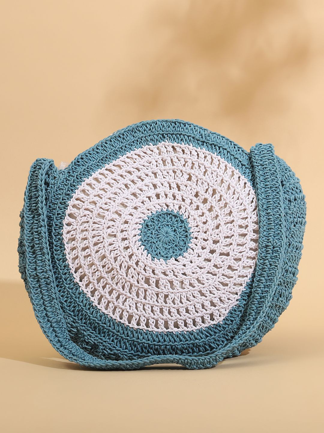 ITIHASIKALA Textured Urbane Crochet Cross-body Cotton Structured Shoulder Bag