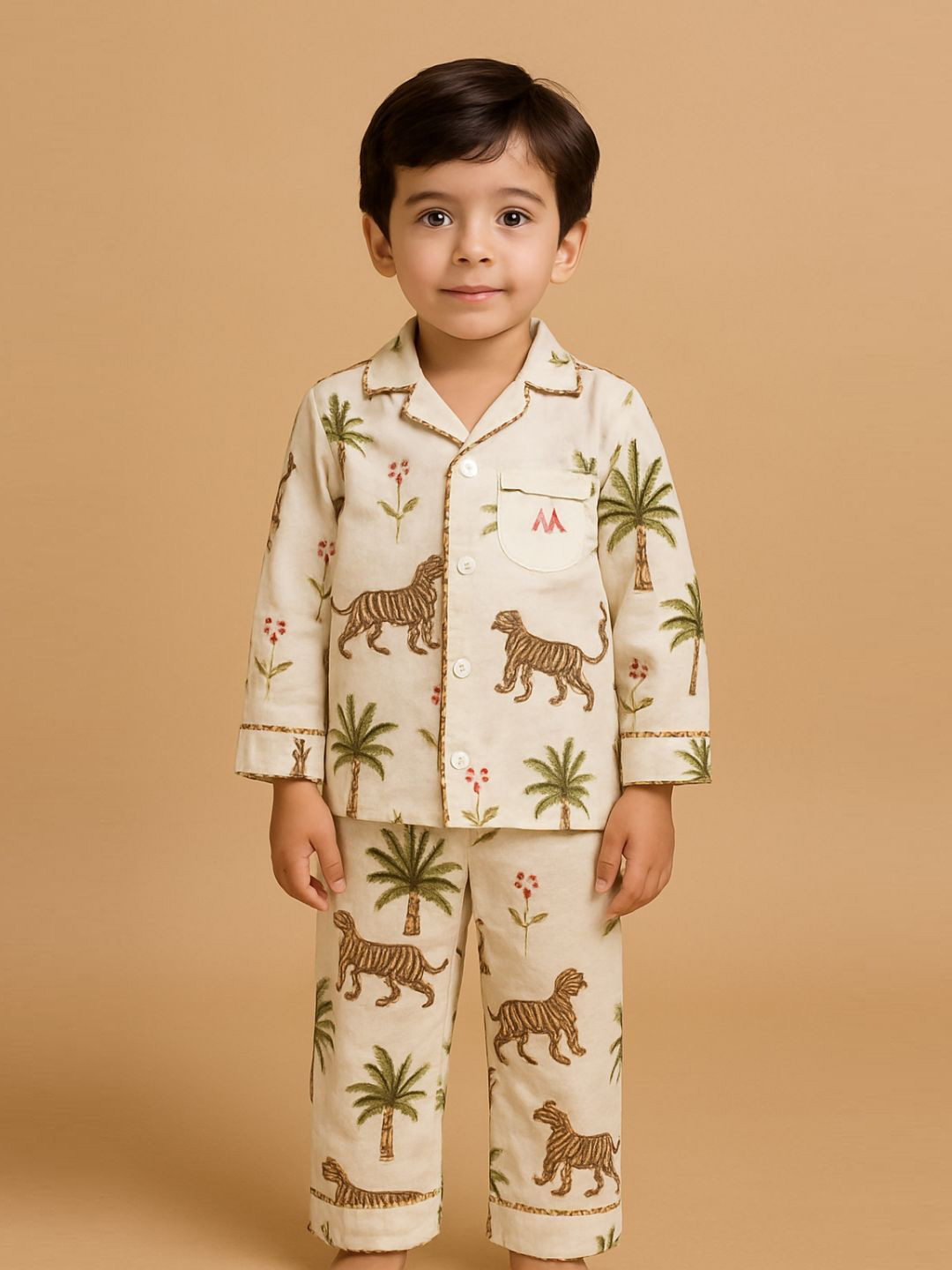 Tittertots Kids Animal Printed Pure Cotton Shirt With Pyjamas