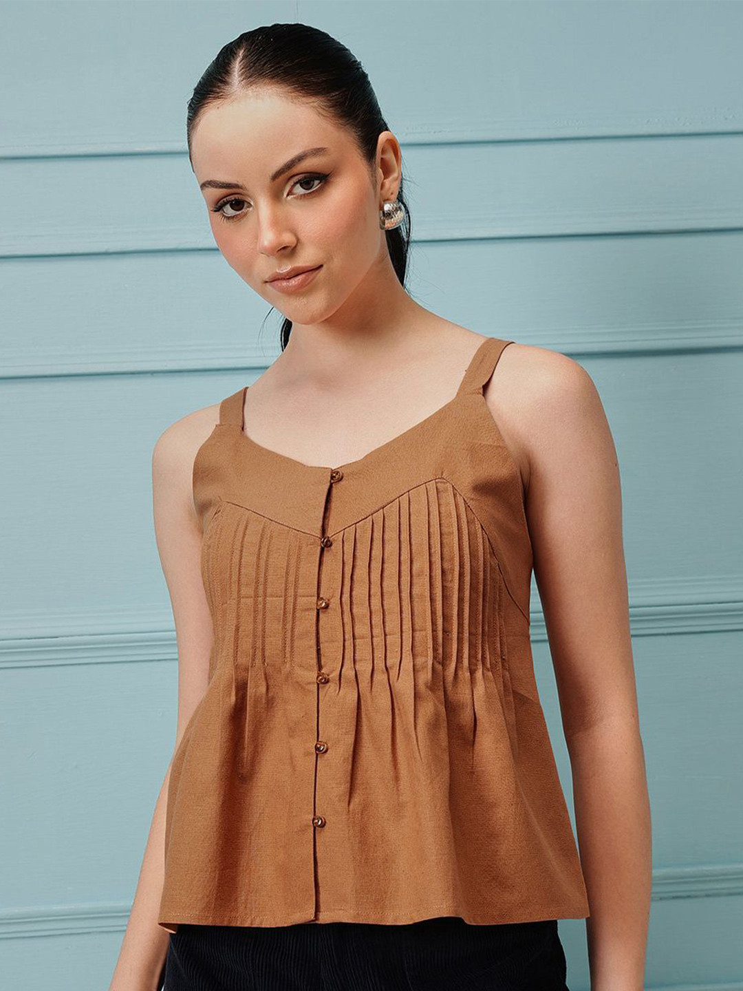 Qazmi Women's Cotton Linen Tank Top