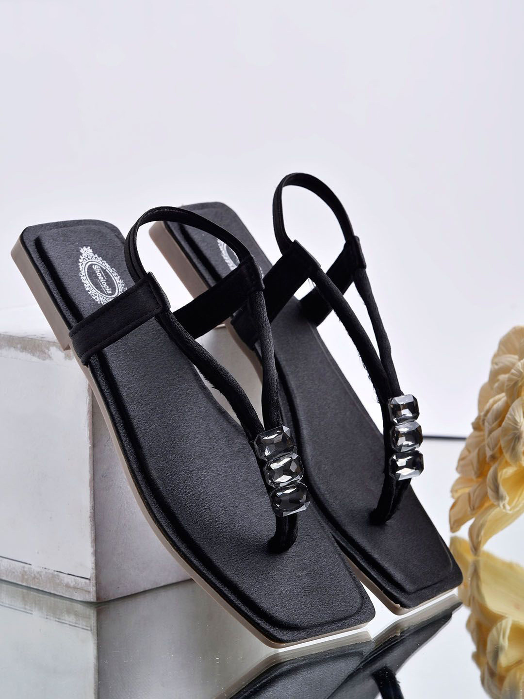 Stylestry Women Square Toe T-Strap Flats
