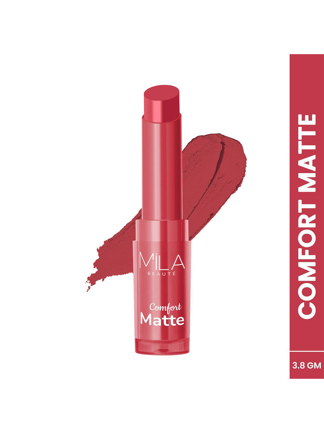 MILA BEAUTE Comfort Matt Long Lasting Lipstick With Jojoba Oil - 3.8 g -Crimson Pink