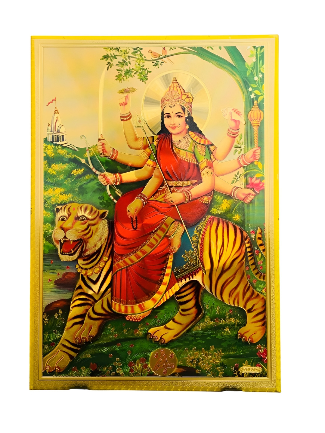 SHOP BY ROOM Devi Amba Wood Ethnic Motifs Glossy Pooja Room Spiritual Wall Decor-12In