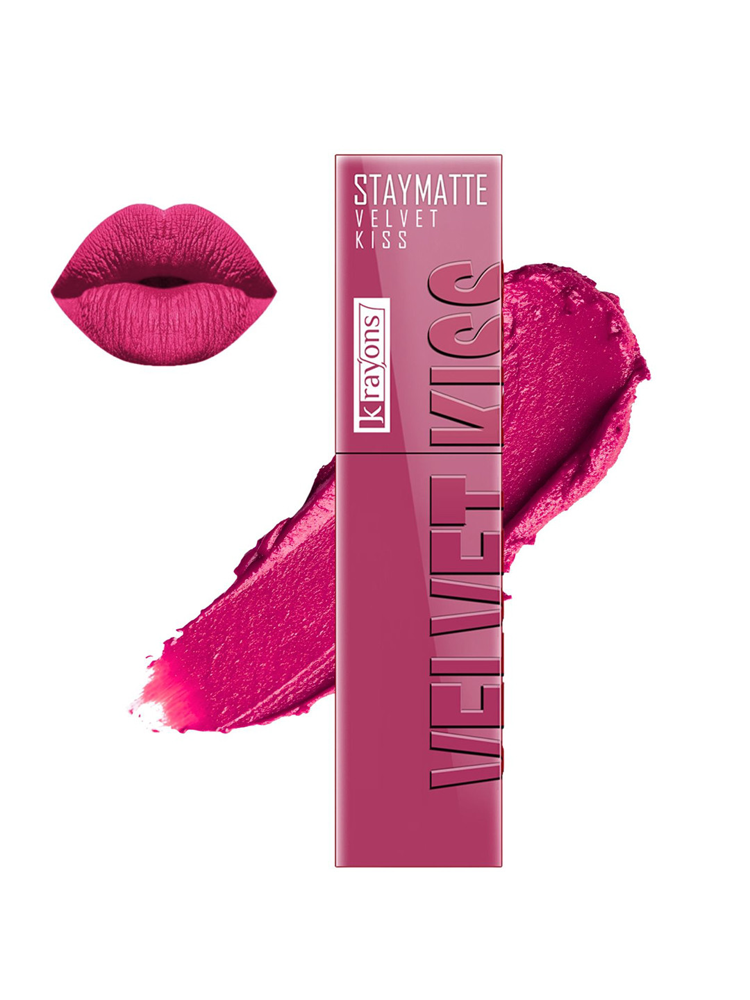 krayons StayMatte Velvet Kiss Non Transfer Matte Liquid Lipstick - 3.5 ml - Pink Punch 10