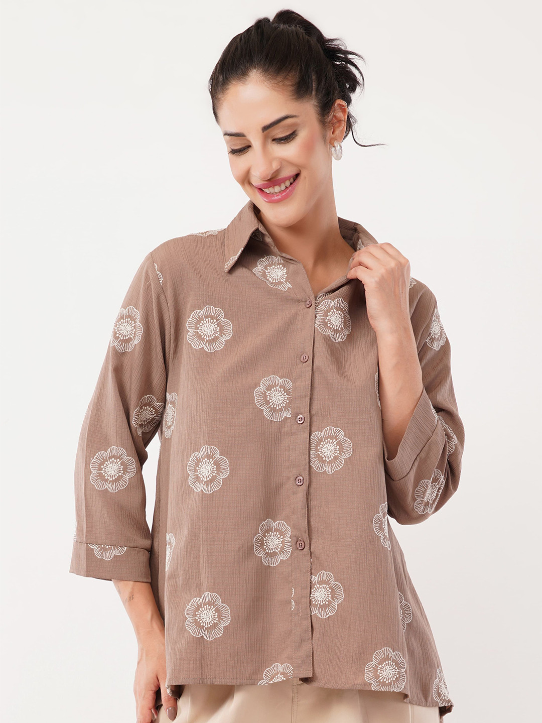 HIGH BUY Comfort Floral Embroidered Cotton Linen Casual Shirt