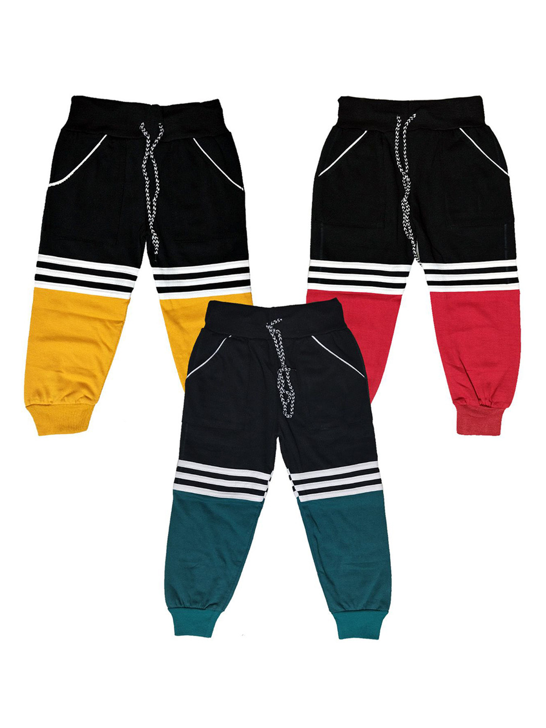 AMNOUR Infants Pack Of 3 Cotton Joggers