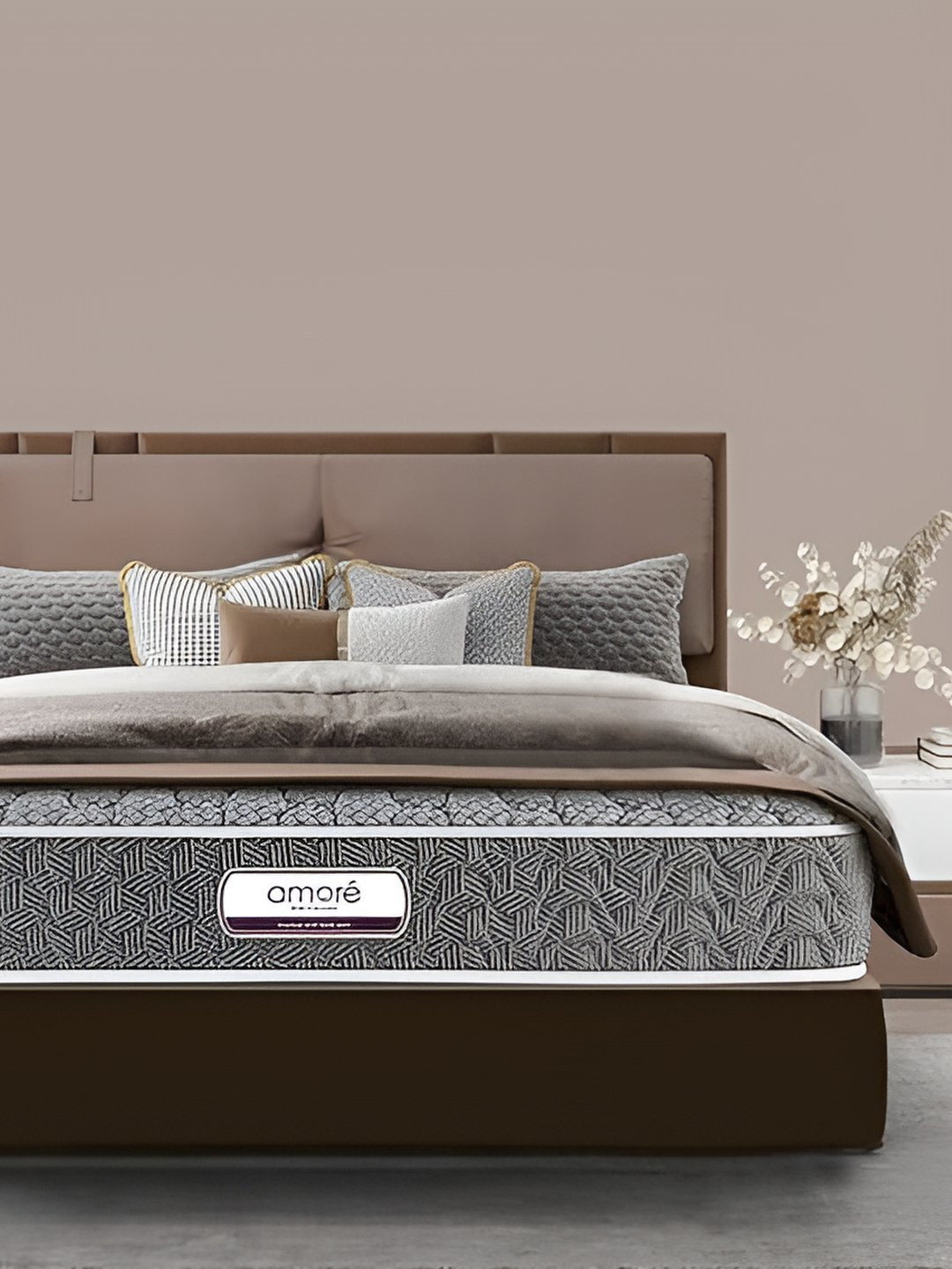 Amore Bond Plush Quilted HR & Rebonded Foam Orthopedic Mattress Firm King (78x72x5.5)