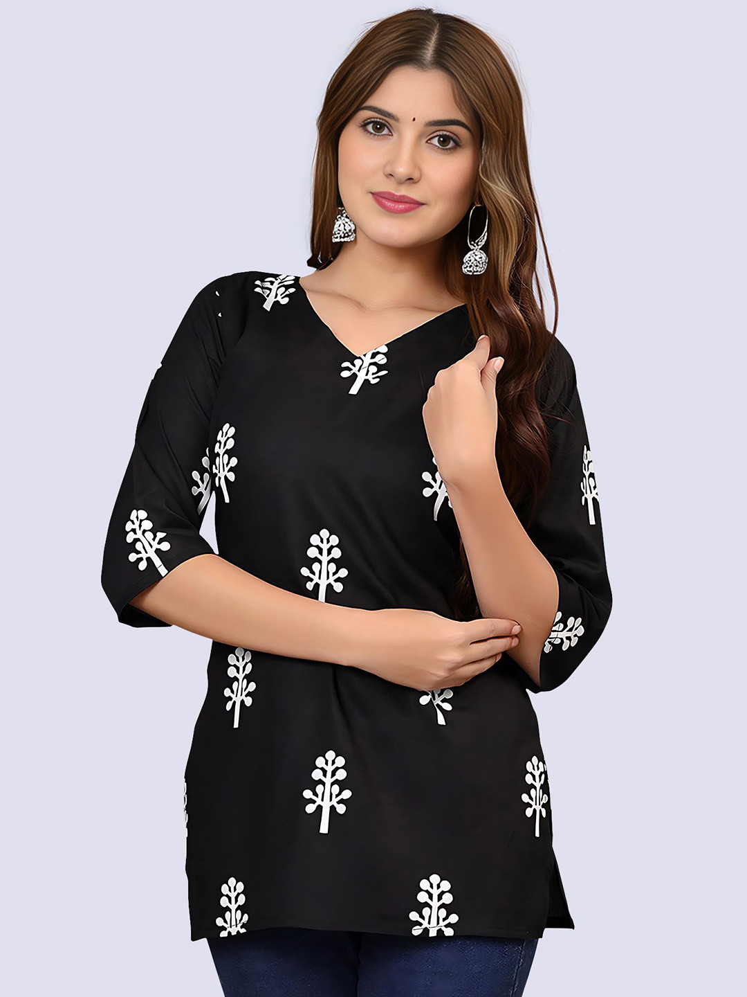 Dream Beauty Fashion Floral Printed V-Neck Kurti