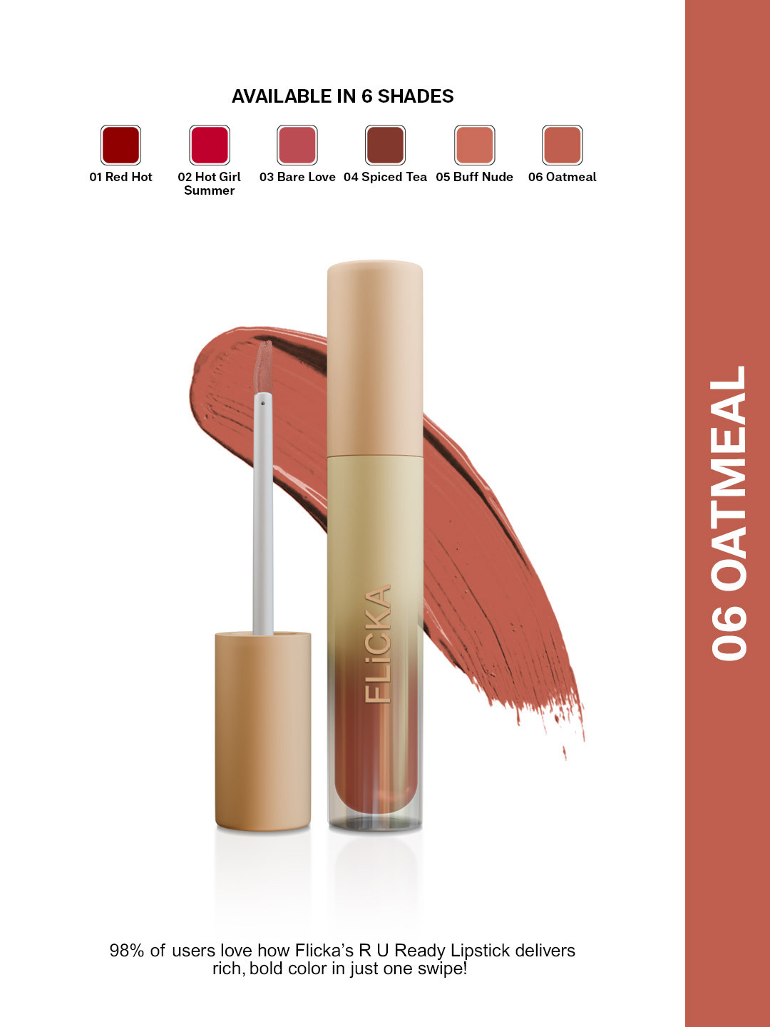 FLiCKA R U Ready Vitamin E Long Lasting Matte Liquid Lipstick- 5 ml - Oatmeal 06