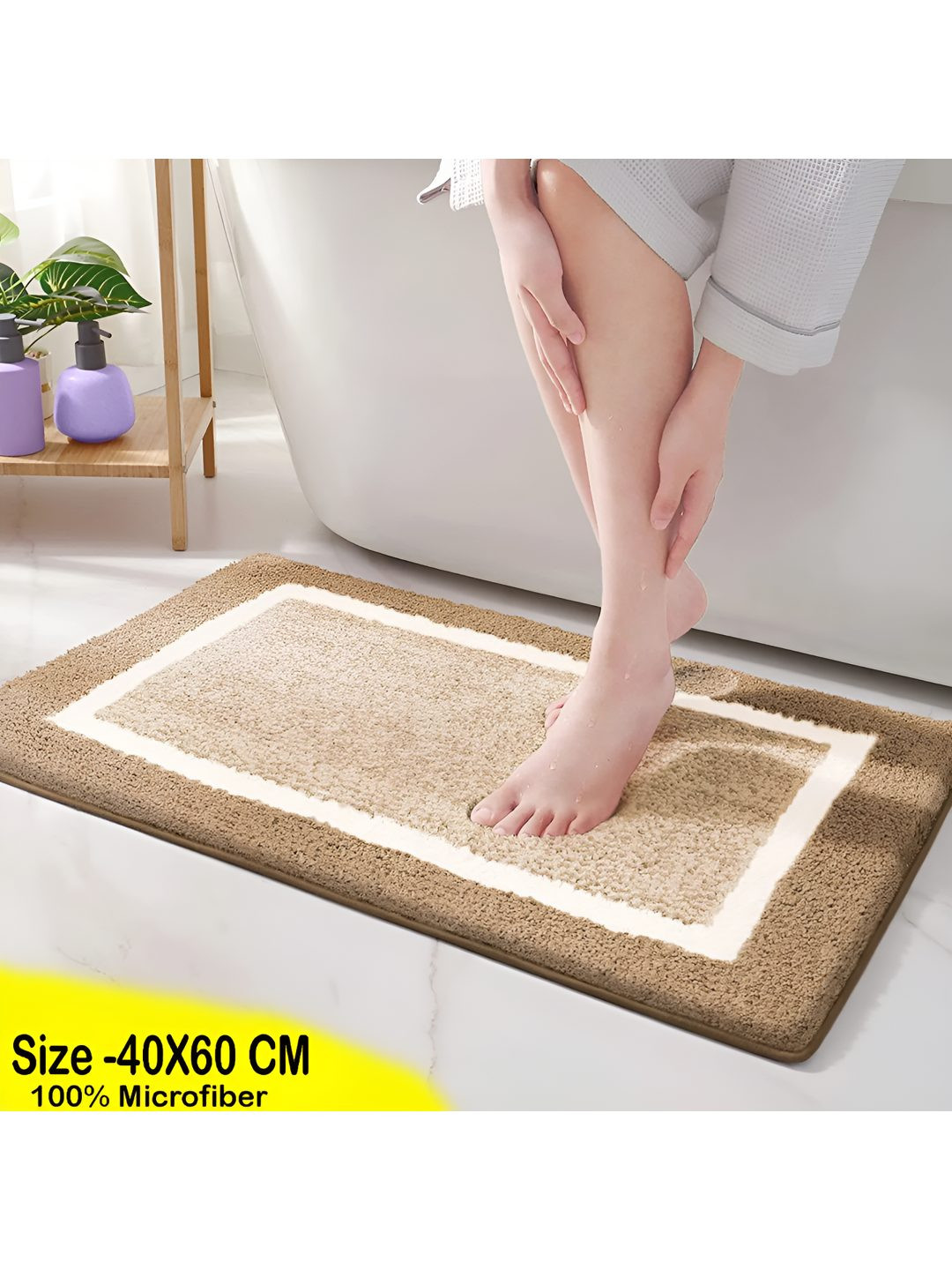 GBL COLLECTION Beige Cotton Water Resistant Floor Mat