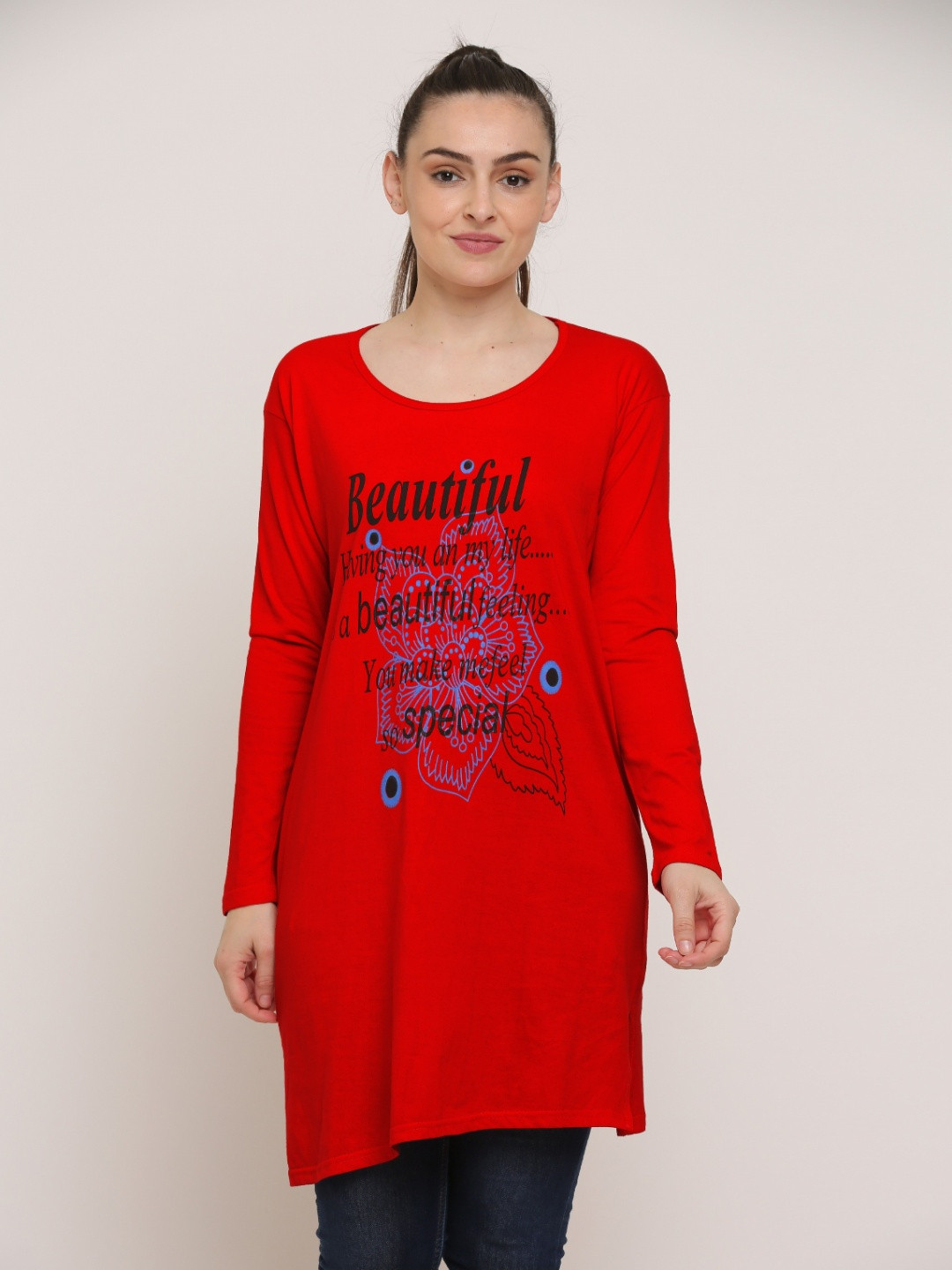 DDASPRATION Typography Printed Round Neck Regular Sleeves Cotton T-shirt