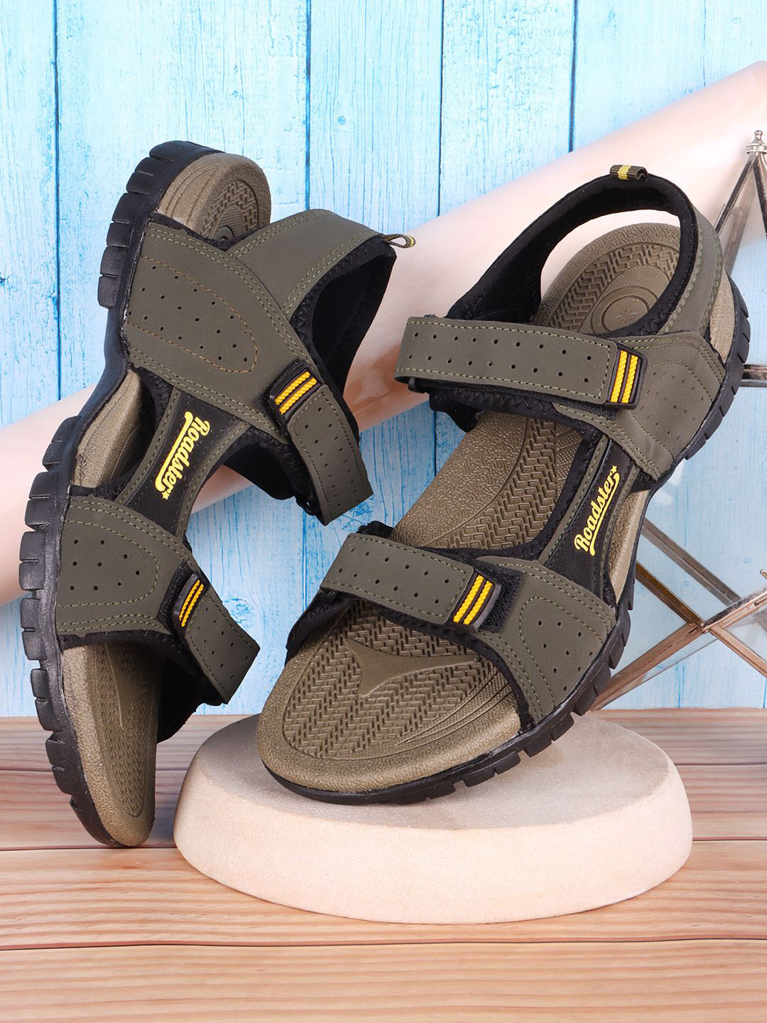 The Roadster Lifestyle Co Men Sports Sandals with Double Velcro Strap