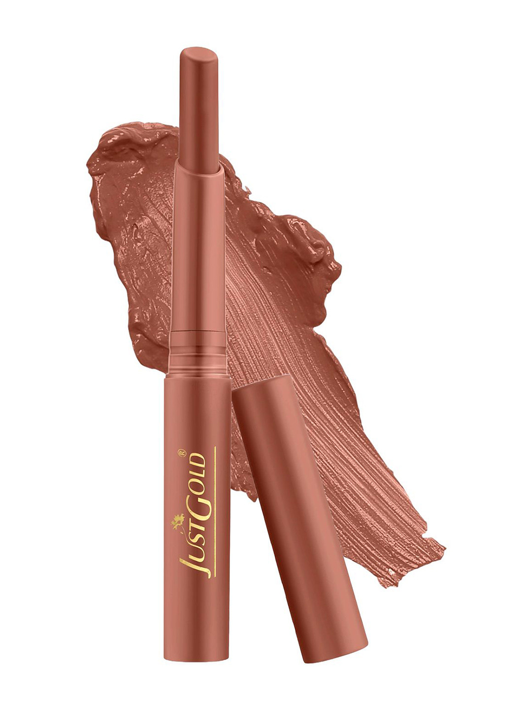 JUSTGOLD Long Lasting Matte Lipstick With Vitamin E & Aloevera - 4 g -Copper Brown - 14