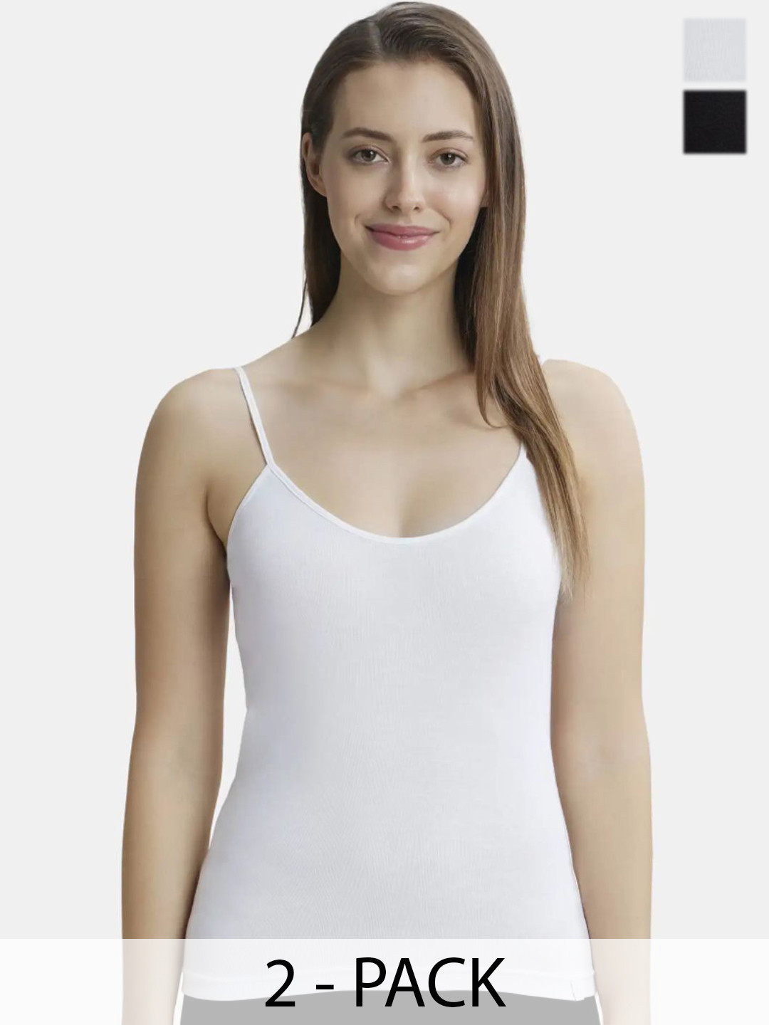 Jockey Pack of 2 Cotton Rib Camisole with Adjustable Straps and StayFresh Treatment -1487