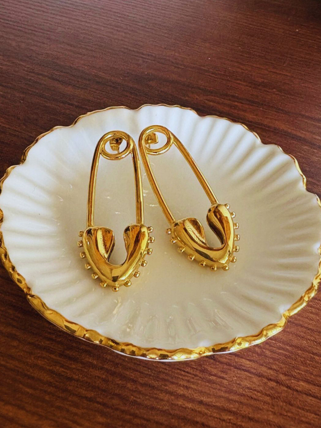Amossh 18k Gold Plated Waterproof Pin Earrings