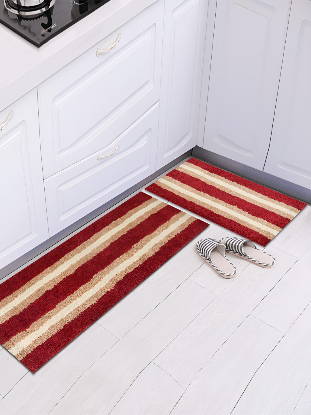 GBL COLLECTION Red & Cream Striped Floor Mat