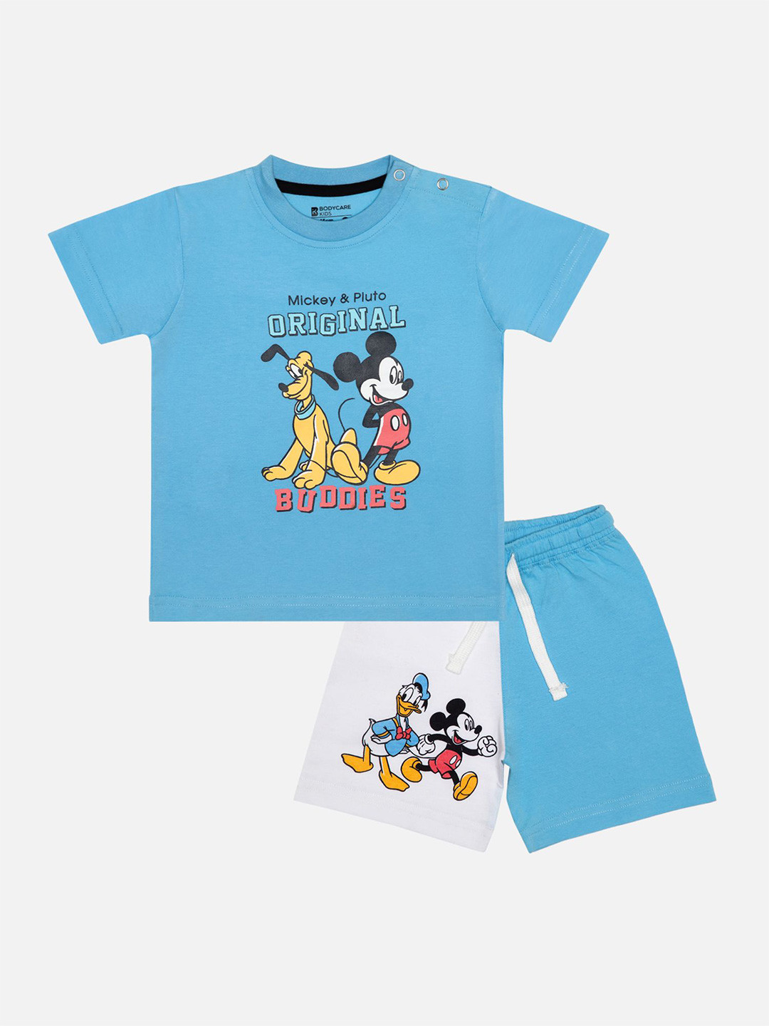 Bodycare Kids Boys Mickey & Pluto Printed Pure Cotton T-shirt With Shorts