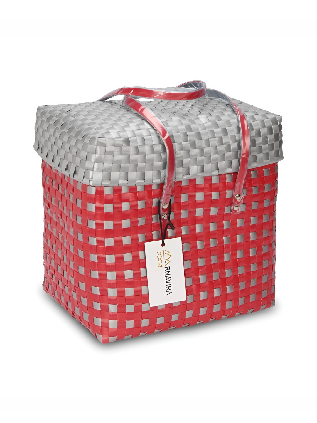 Arnavira Grey & Red Easy to Clean Fruit and Vegetable Basket