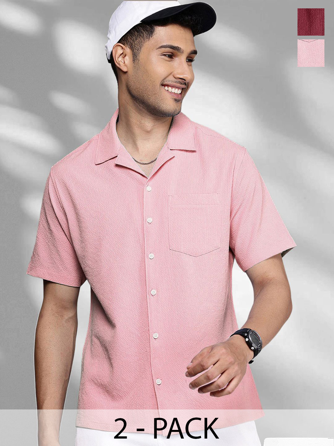 Tee Projekt Pack of 2 Standard Self Design Short Sleeves Casual Shirts