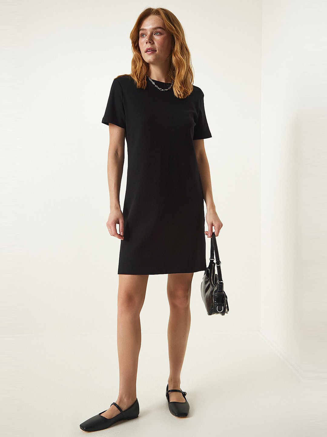 Happiness istanbul Women Peter Pan Collar T-shirt Dress
