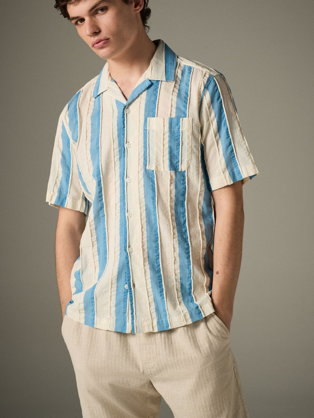 NEXT Textured Striped Casual Shirt