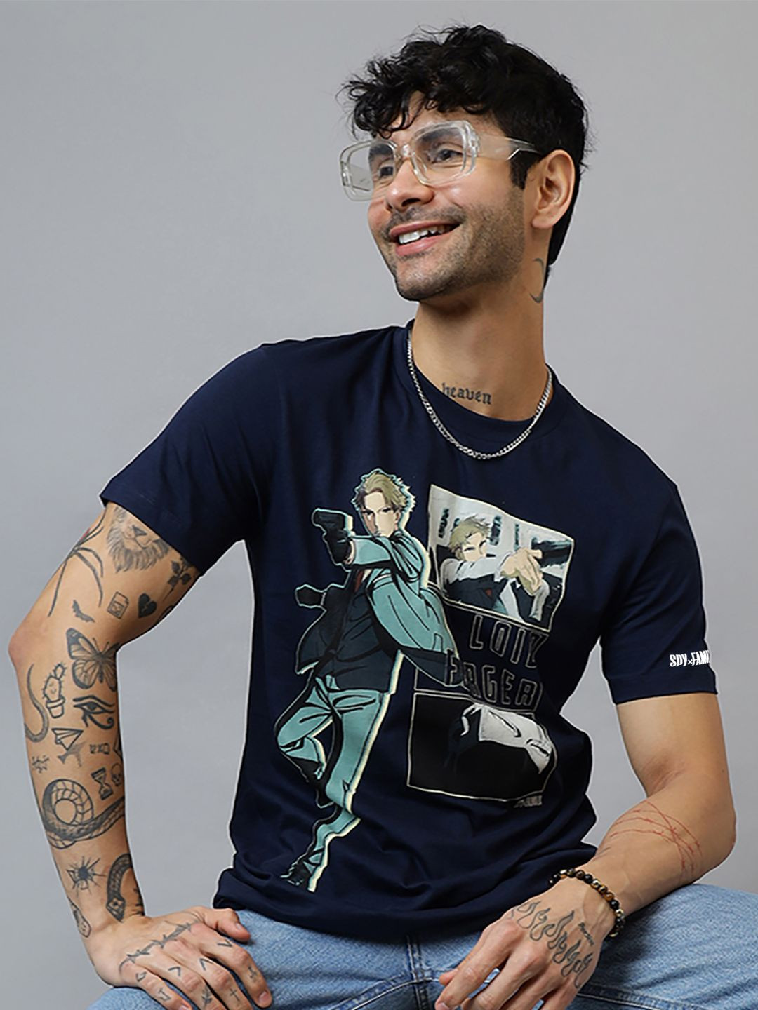 Free Authority Mens Spy X Family Anime Graphic Printed Regular Fit Tshirt