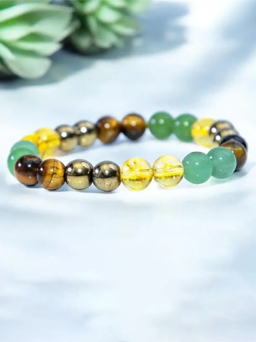 Sukhad Citrine Beaded Elasticated Bracelet