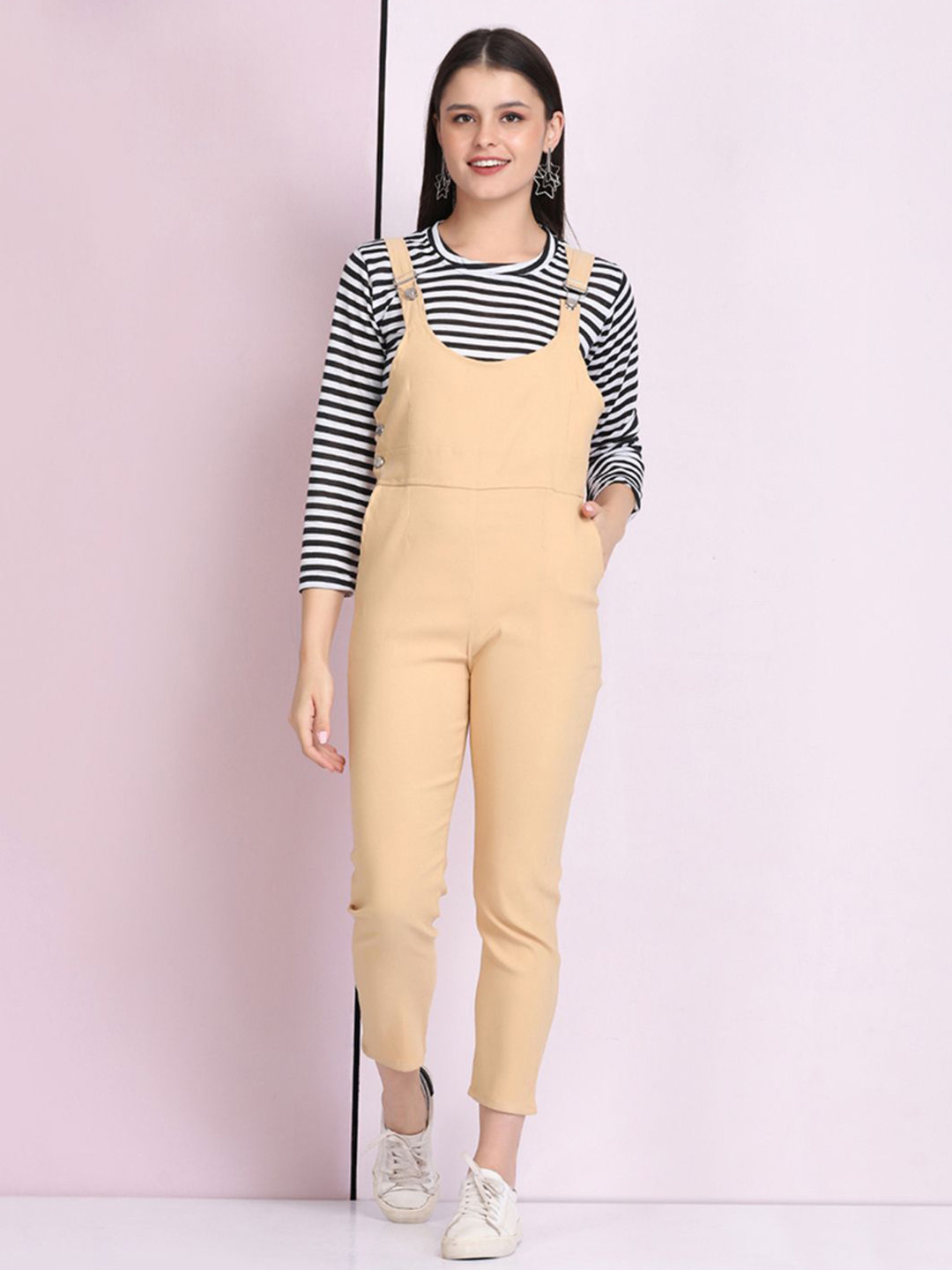 CORSICA Adults-Women Striped Round Neck T-shirt Trousers Clothing Set