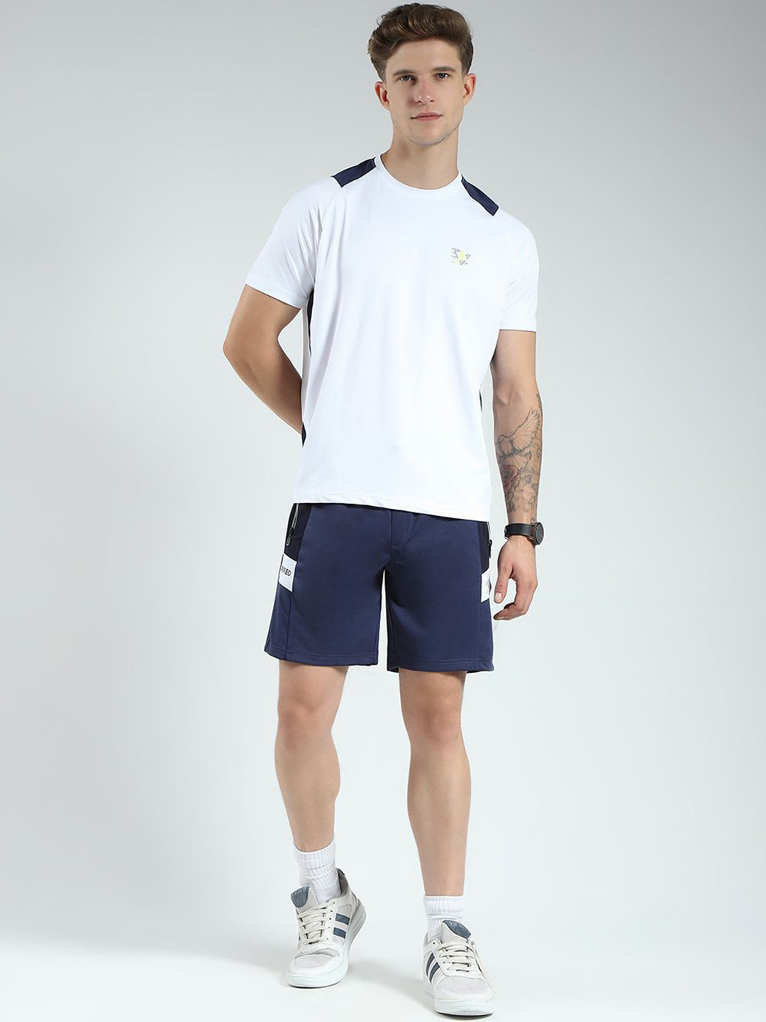 Monte Carlo Colorblocked Round Neck T-Shirt & Bermuda Shorts Co-Ord Set