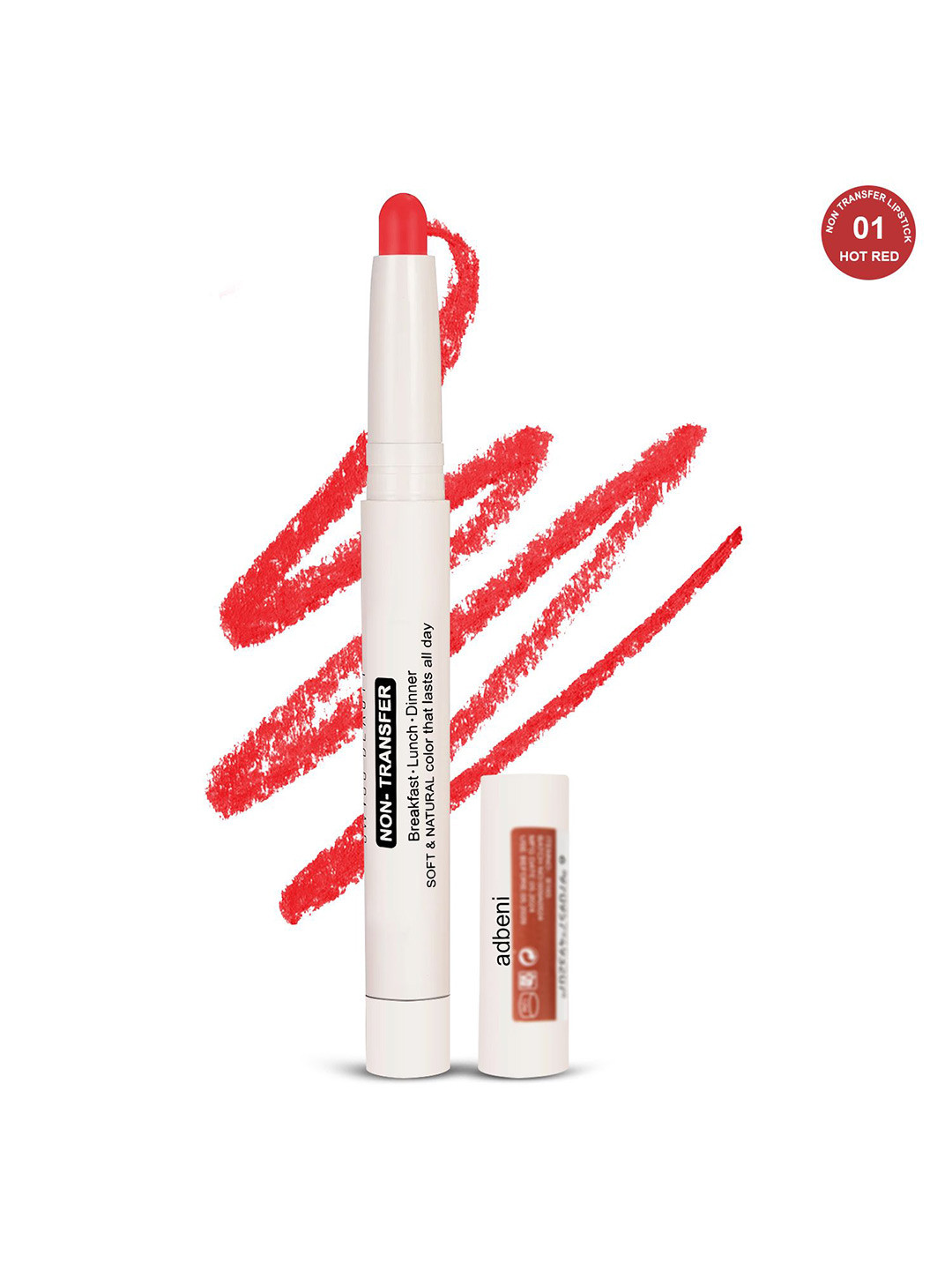 Adbeni Non-Transfer Waterproof Matte Lip Crayon Lipstick - 3 ml - Hot Red 01