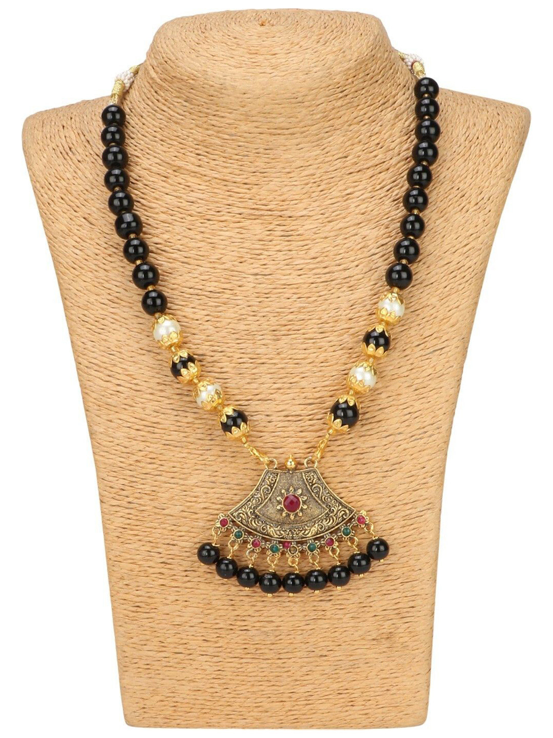 Sangria Padma Artificial Stones and Beads Studded & Beaded Necklace