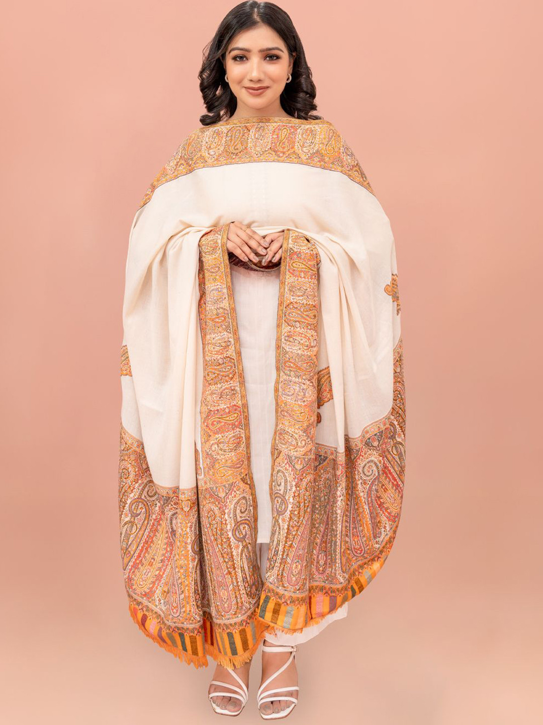 Kala Maison Floral Printed Traditional Kaani Woven Pure Wool Shawl