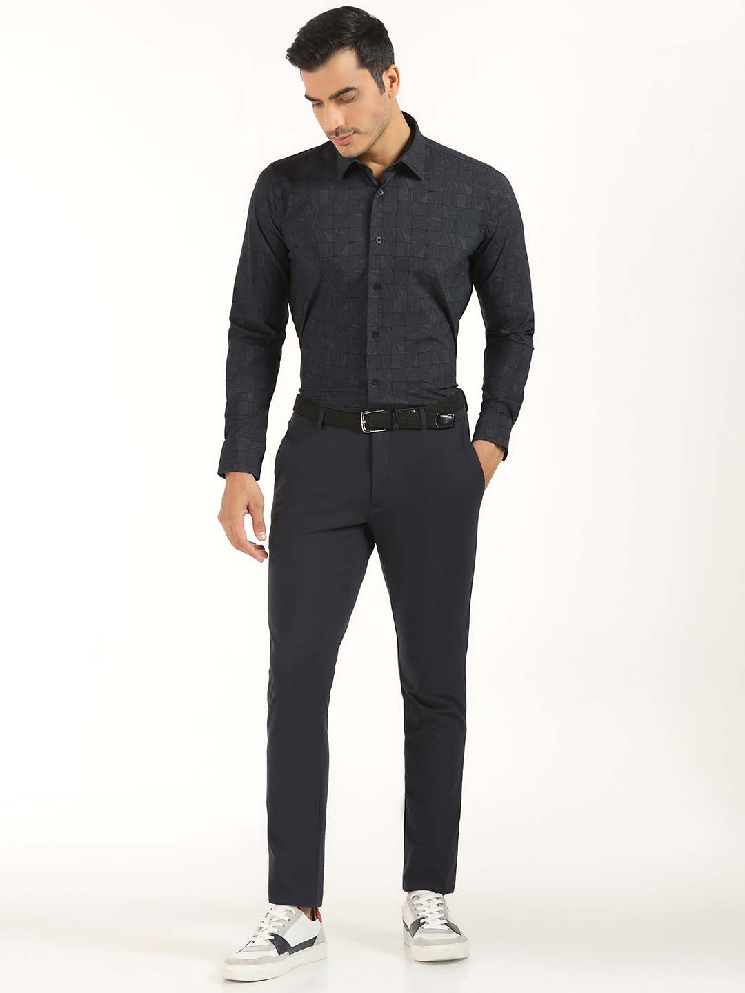 Blackberrys Men Textured Techpro Formal Trouser
