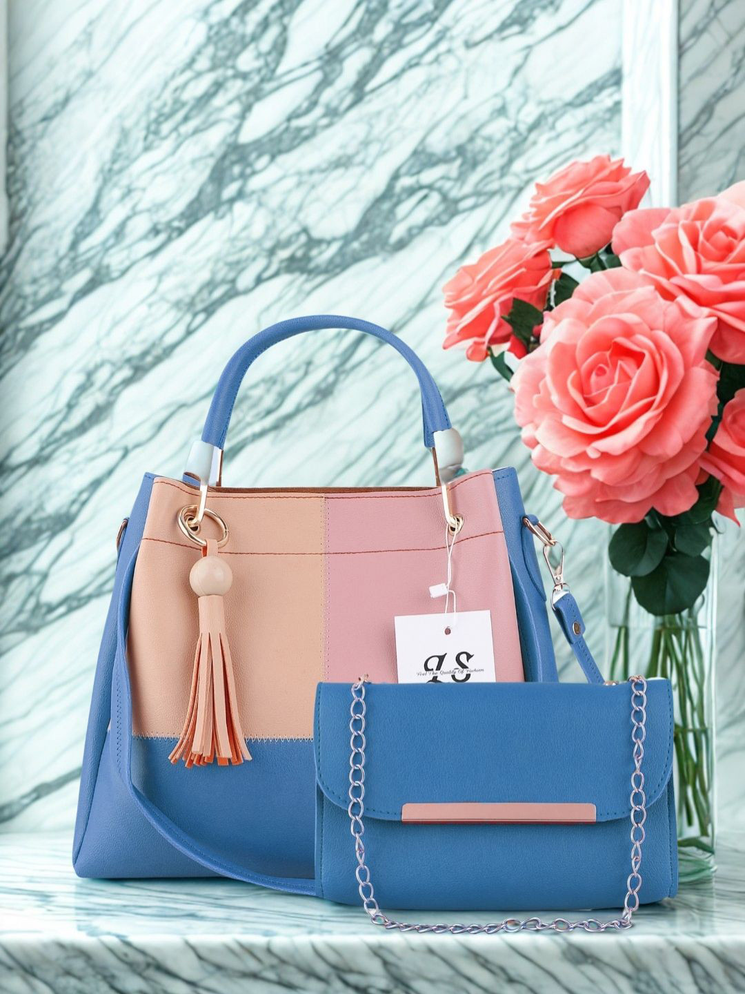 LIKE STYLE Women Colourblocked Structured Shoulder Bag with Pouch