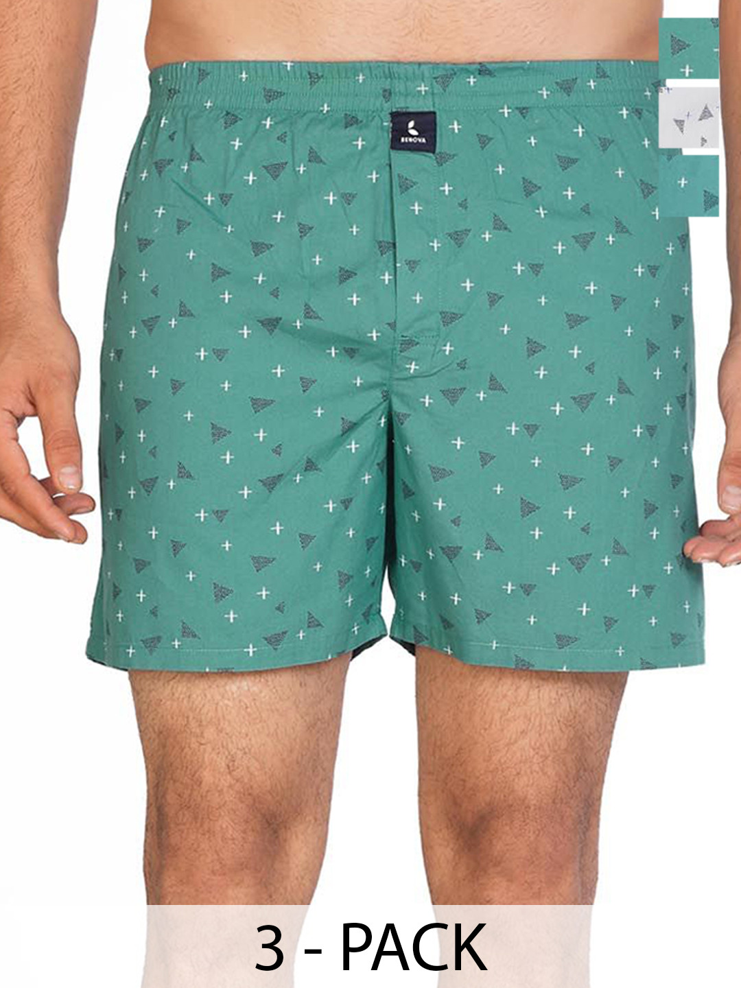 BENOVA Pack Of 3 Printed Pure Cotton Lightweight Boxers